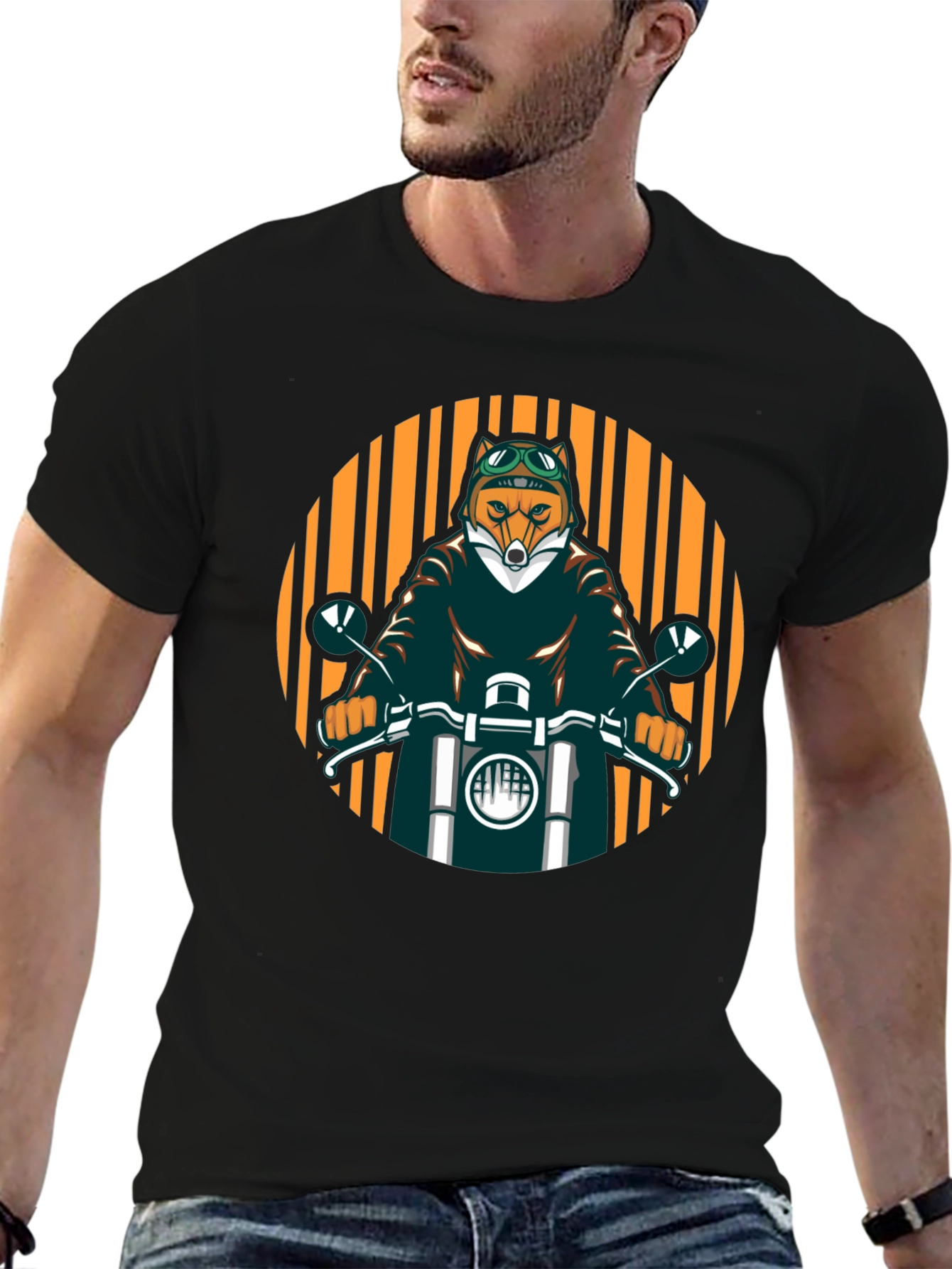 Cool Fox Biker Black T-Shirt