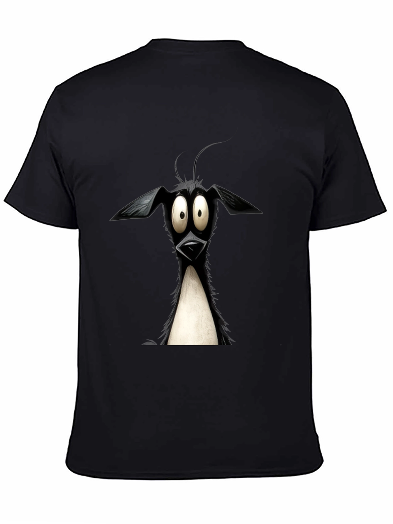 Cartoon Dog Graphic Tee - Quirky Black T-Shirt