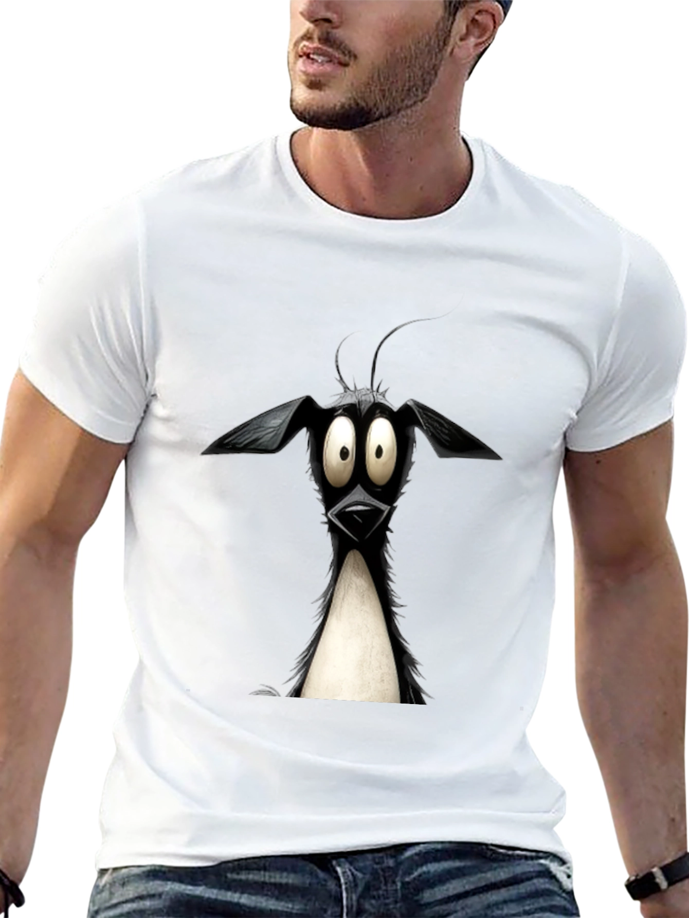 Cartoon Dog Graphic Tee - Quirky Black T-Shirt