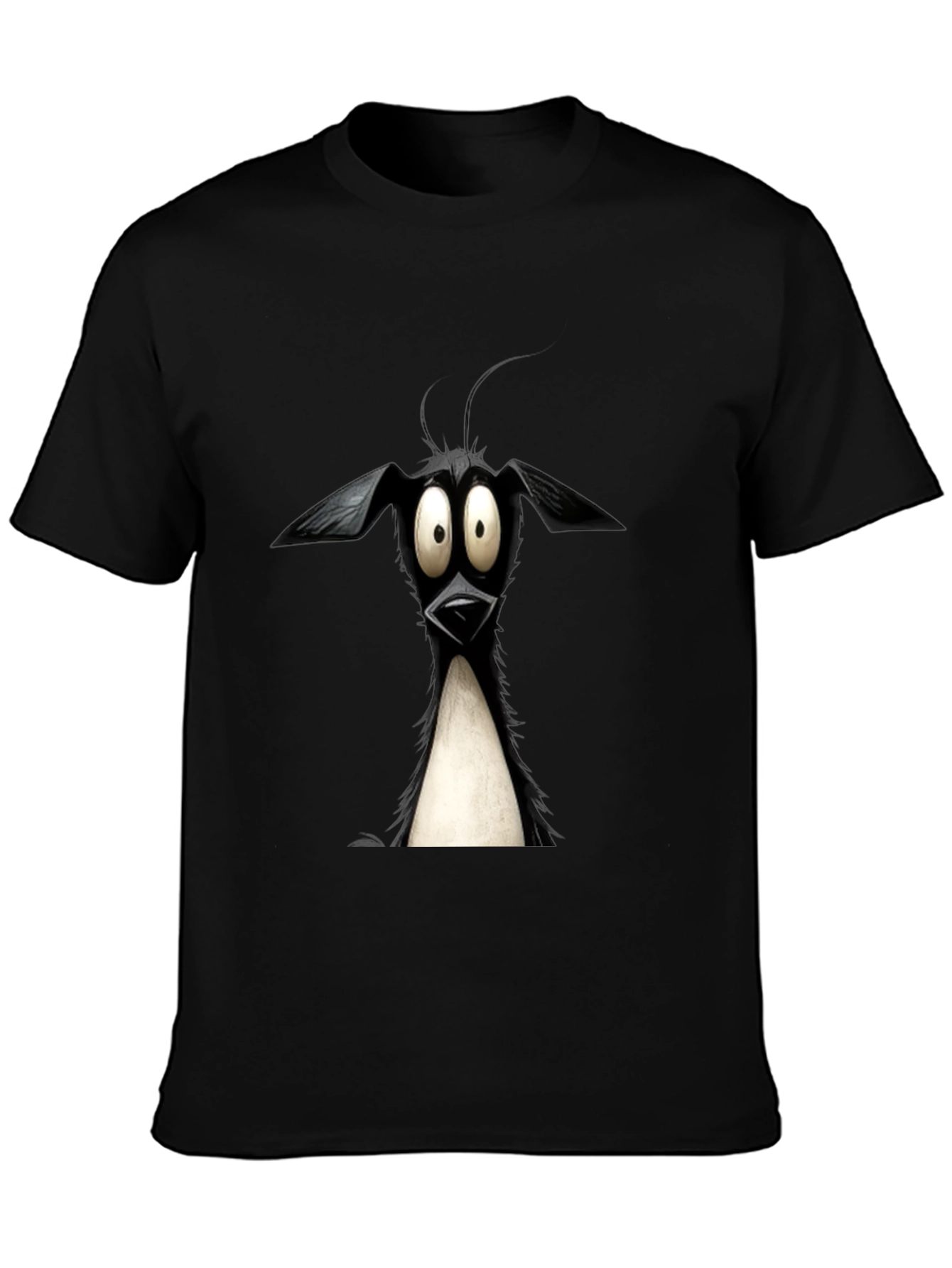 Cartoon Dog Graphic Tee - Quirky Black T-Shirt