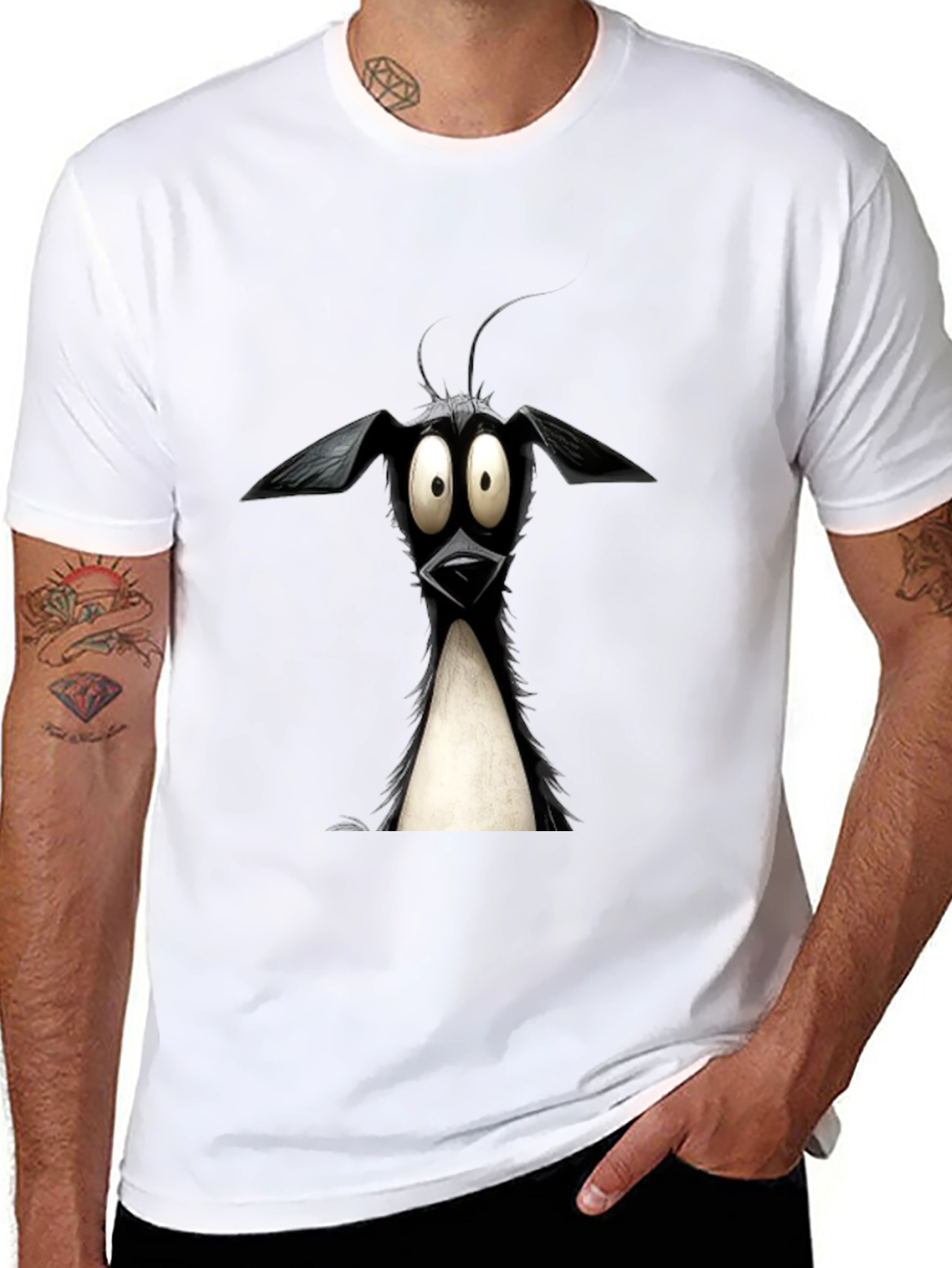 Cartoon Dog Graphic Tee - Quirky Black T-Shirt