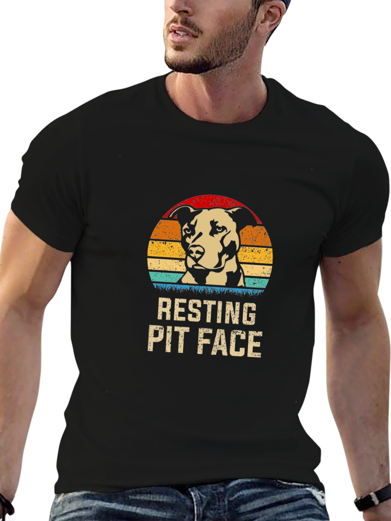 Resting Pit Face Graphic T-Shirt - Black