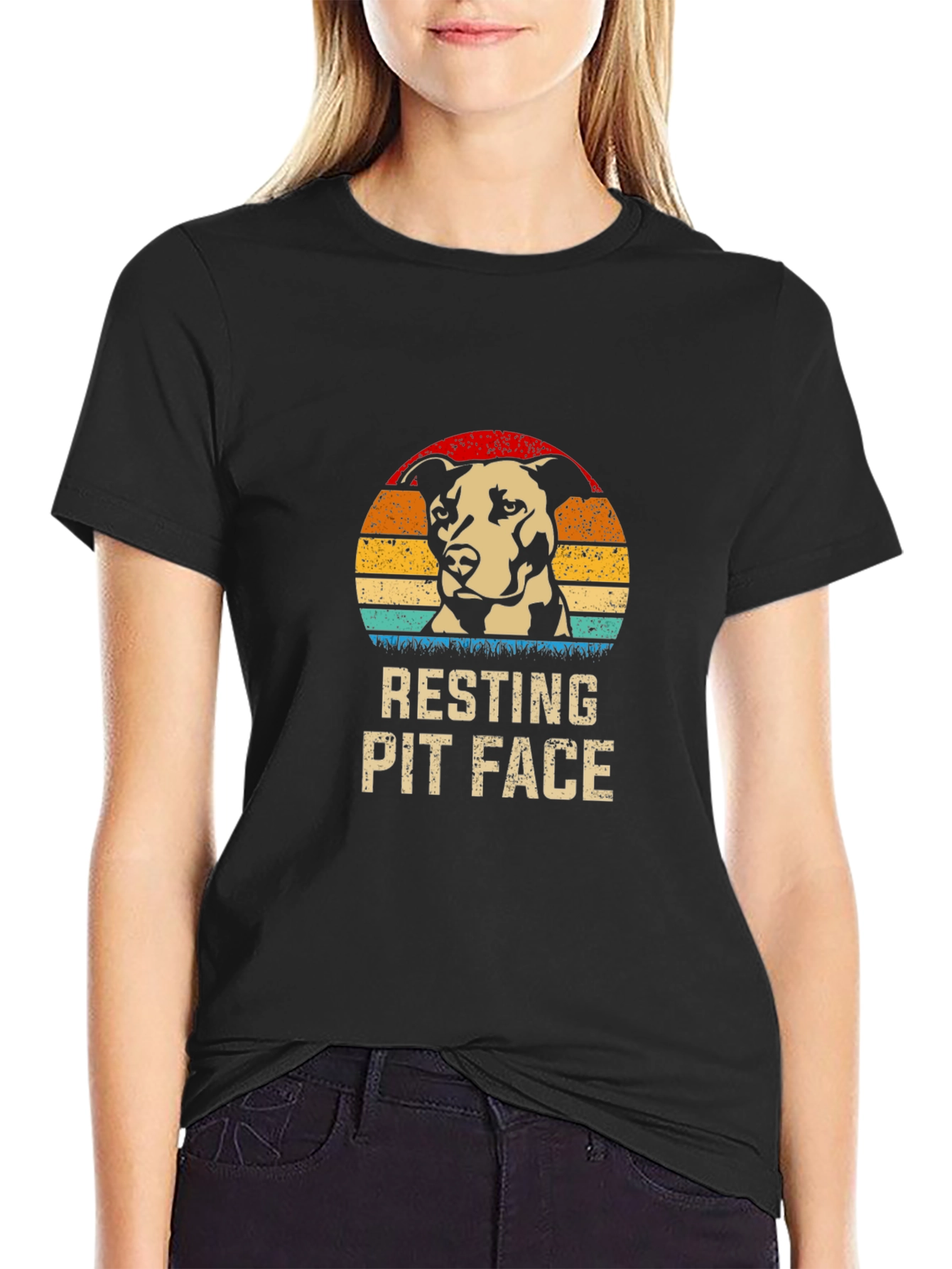 Resting Pit Face Graphic T-Shirt - Black