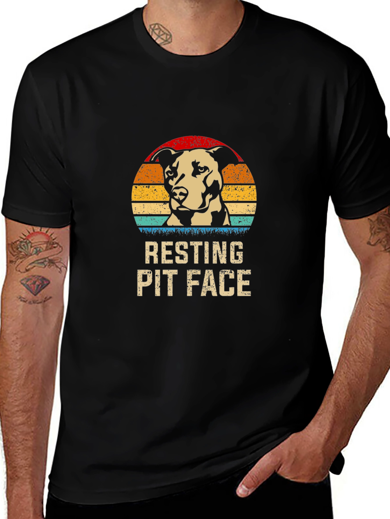 Resting Pit Face Graphic T-Shirt - Black