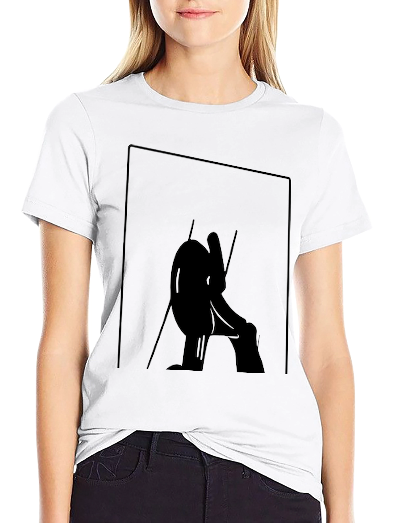 Abstract Silhouette Graphic Tee - Black