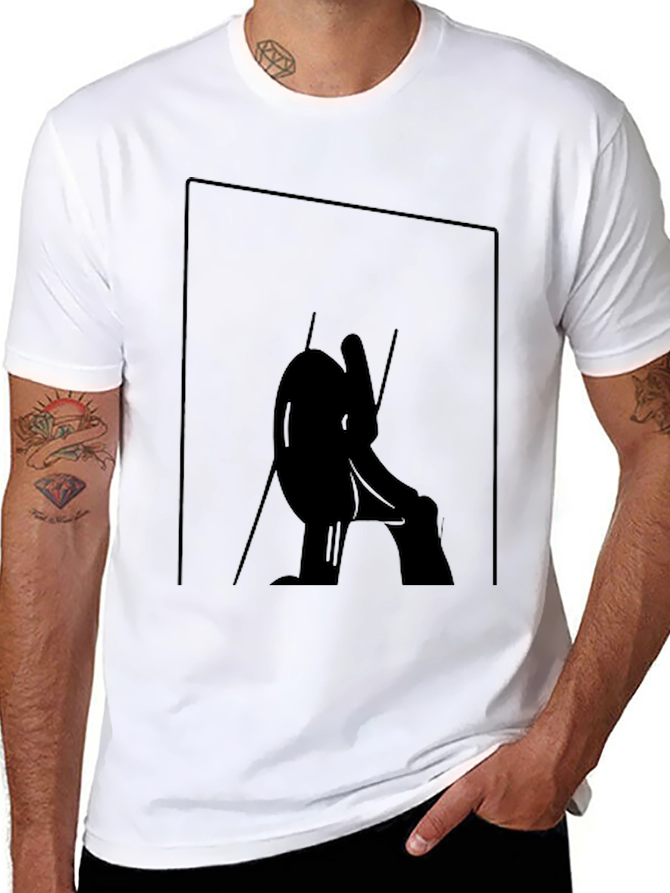 Abstract Silhouette Graphic Tee - Black