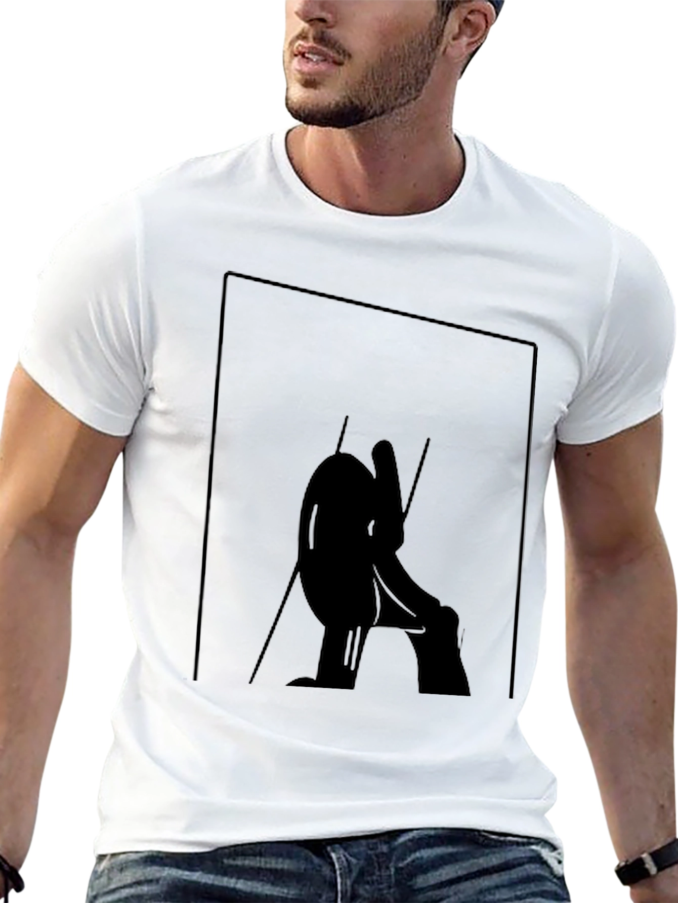 Abstract Silhouette Graphic Tee - Black