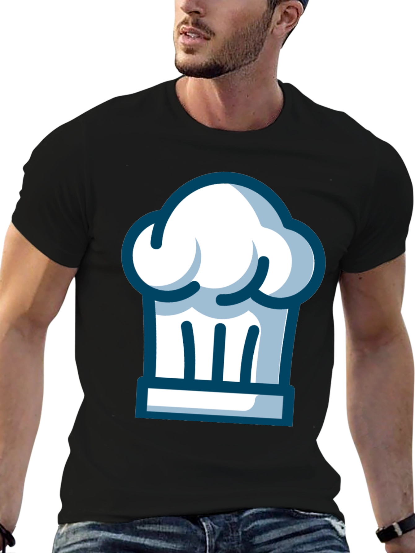 Chef Hat Graphic Tee - Black Cotton T-Shirt