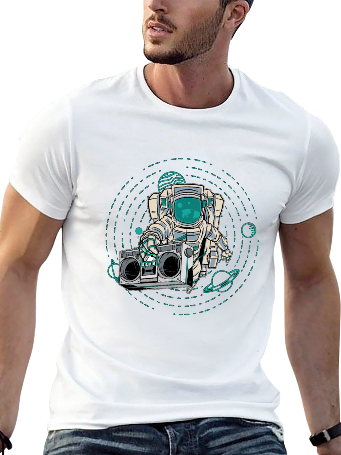 Astronaut Boombox Graphic T-Shirt