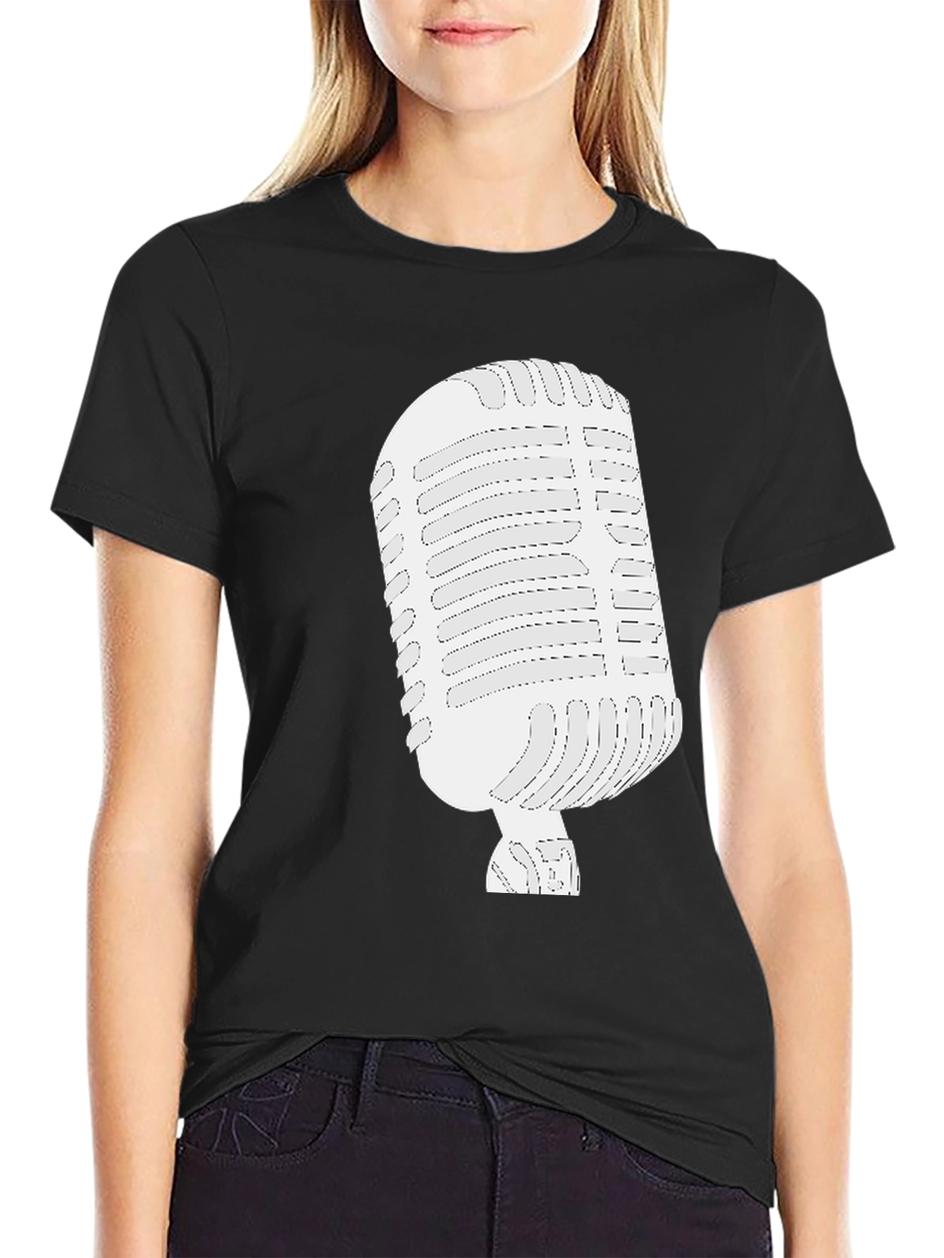 Retro Microphone Graphic Tee - Classic Vocal Style
