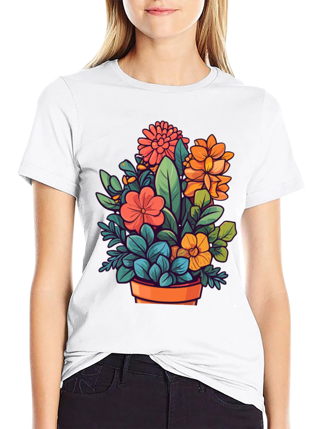 Floral Bouquet Graphic Tee - Black Unisex T-Shirt
