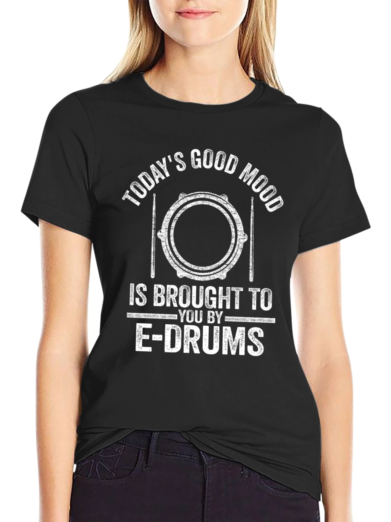 Todays Good Mood E-Drums Black Graphic T-Shirt
