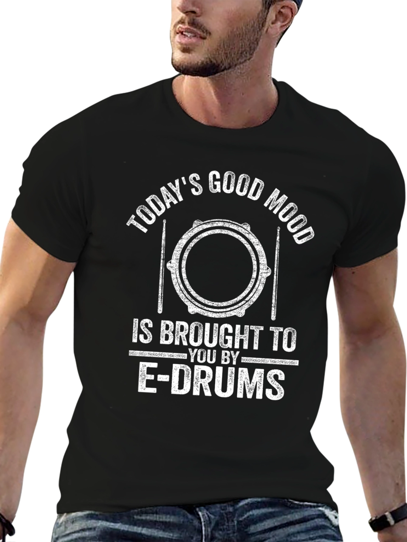 Todays Good Mood E-Drums Black Graphic T-Shirt