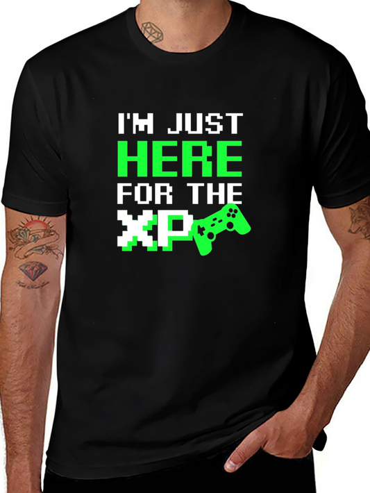 Gamer T-Shirt - Im Just Here for the XP - Black Tee