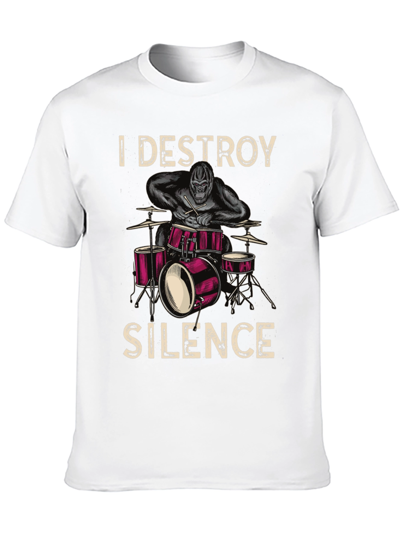 I Destroy Silence Drummer Gorilla Graphic Tee