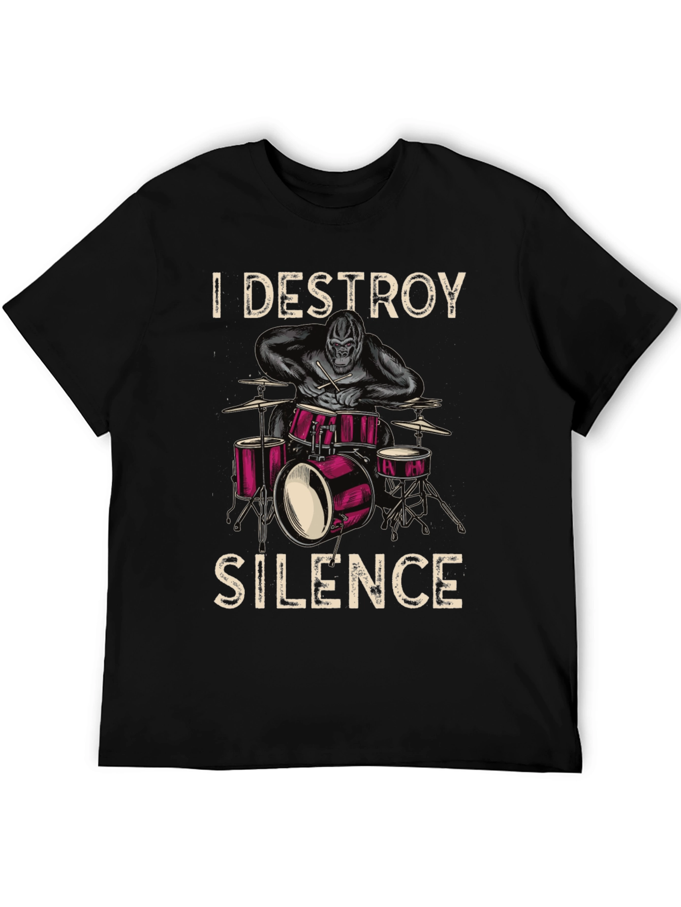I Destroy Silence Drummer Gorilla Graphic Tee