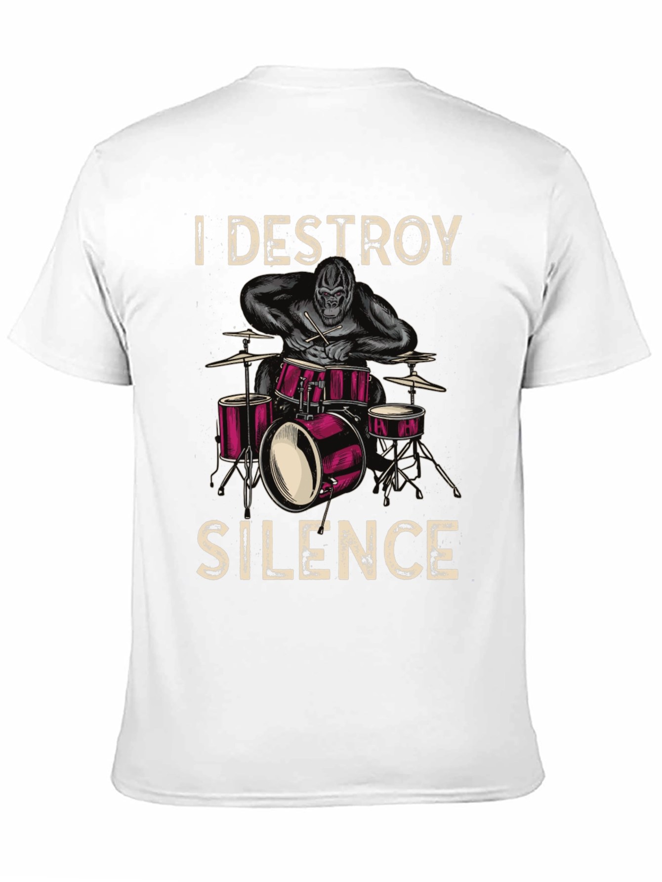I Destroy Silence Drummer Gorilla Graphic Tee