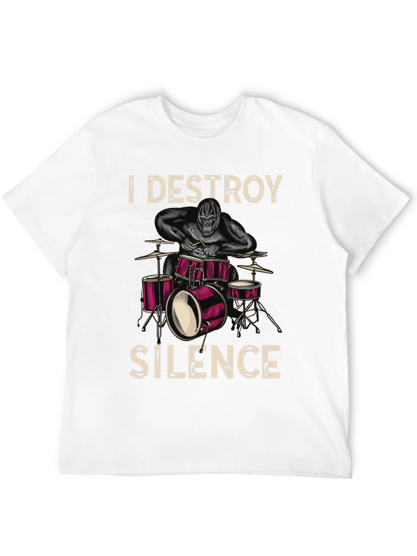 I Destroy Silence Drummer Gorilla Graphic Tee