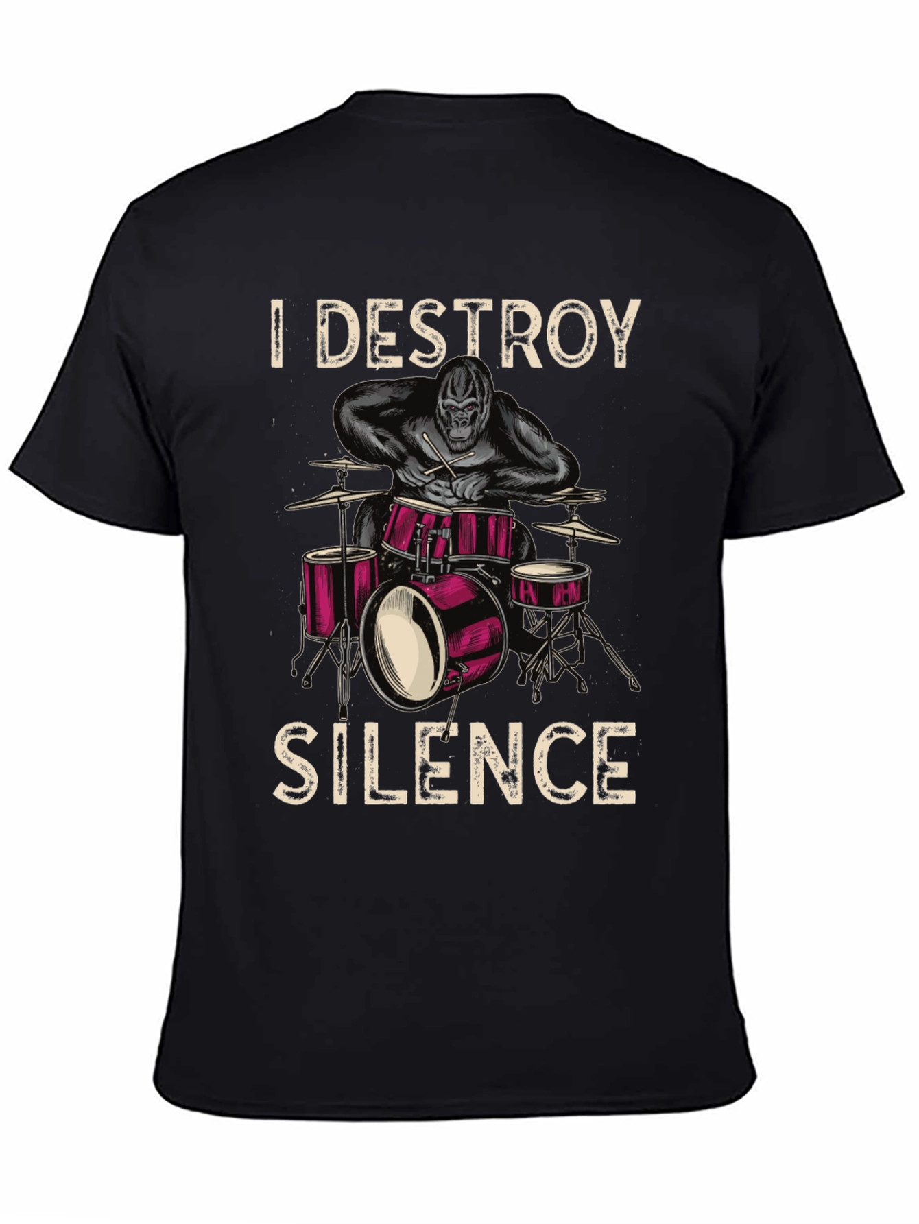 I Destroy Silence Drummer Gorilla Graphic Tee