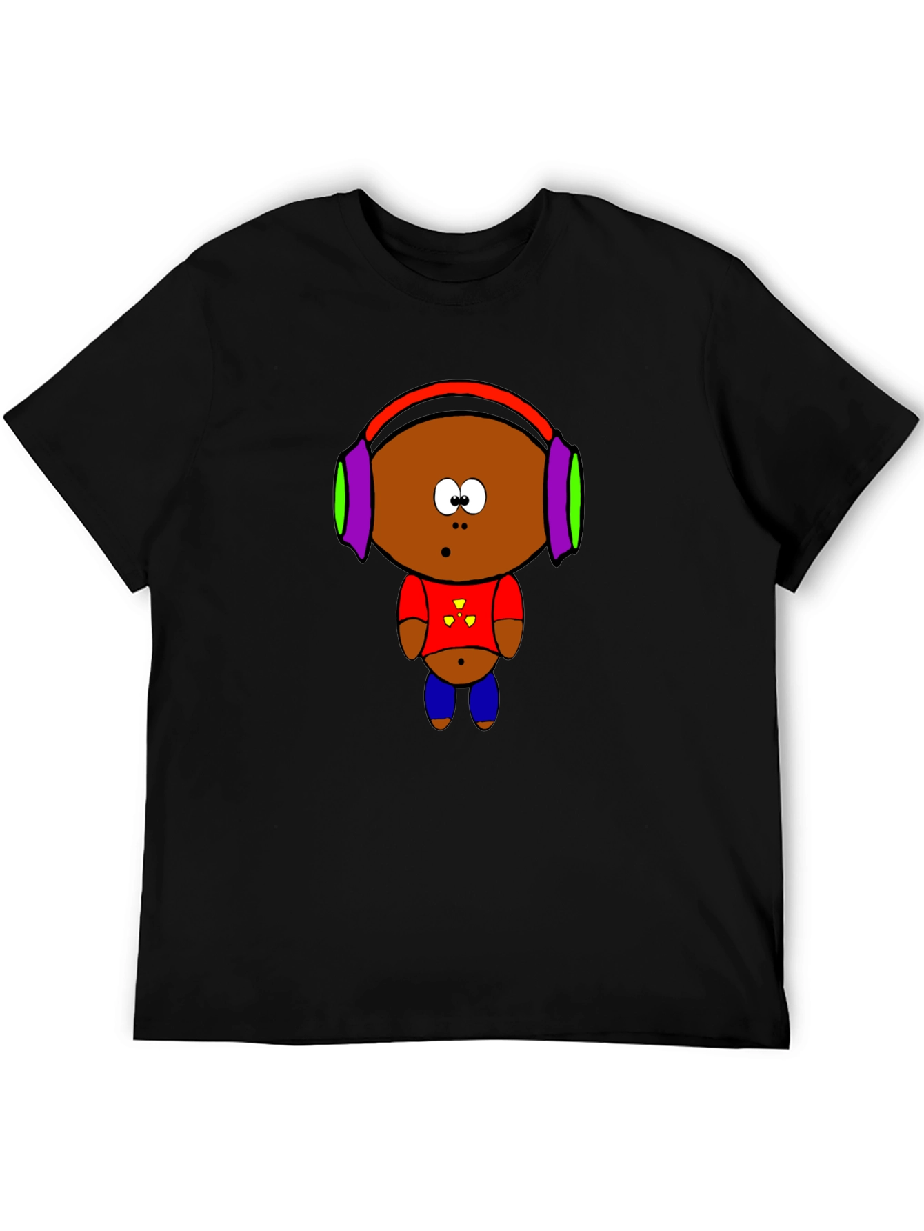 Cartoon Character Graphic T-Shirt - Black