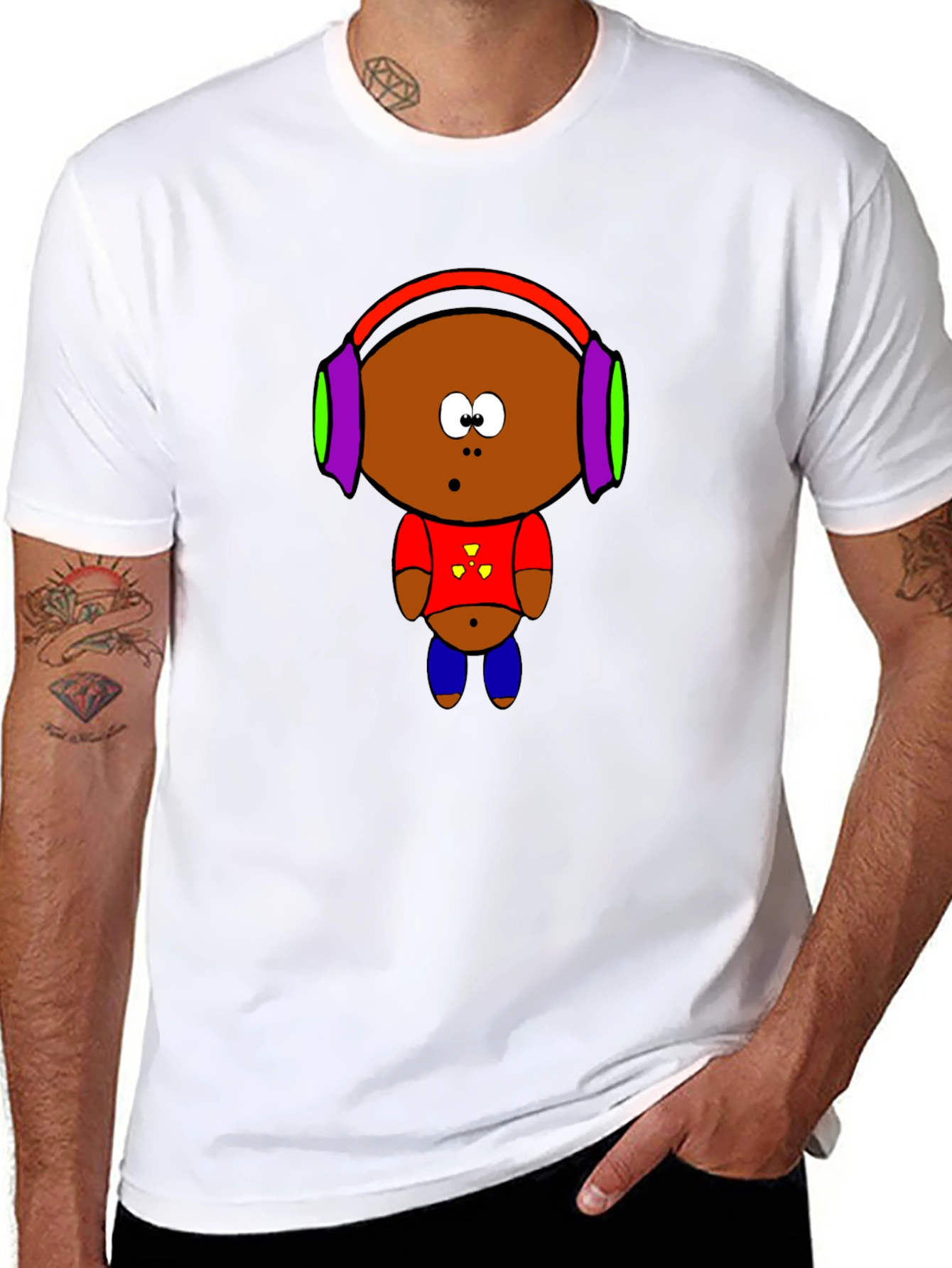 Cartoon Character Graphic T-Shirt - Black