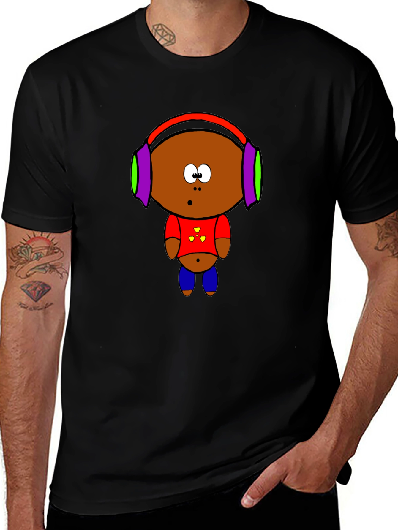 Cartoon Character Graphic T-Shirt - Black