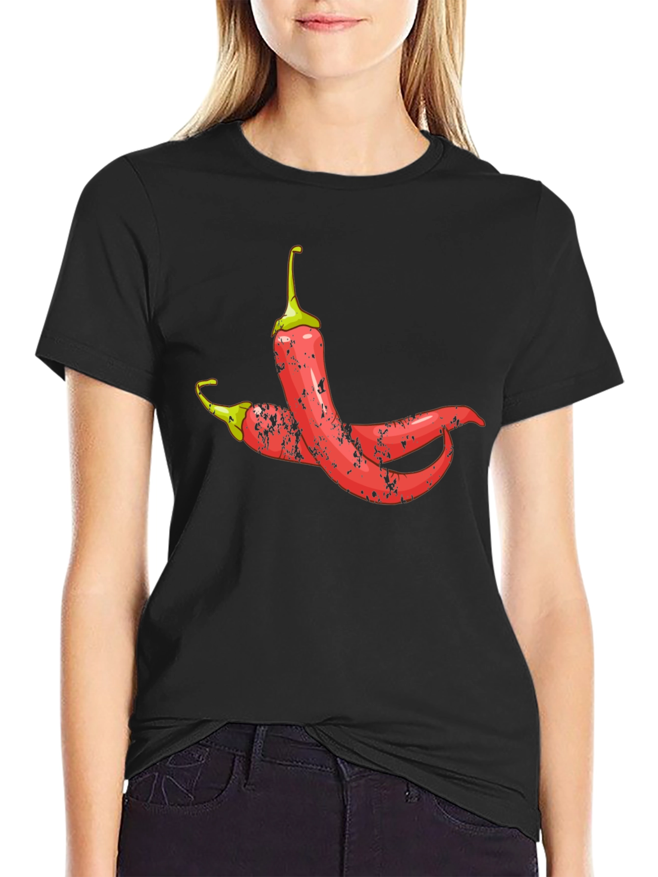 Spicy Chili Pepper Graphic Tee - Black Cotton T-Shirt