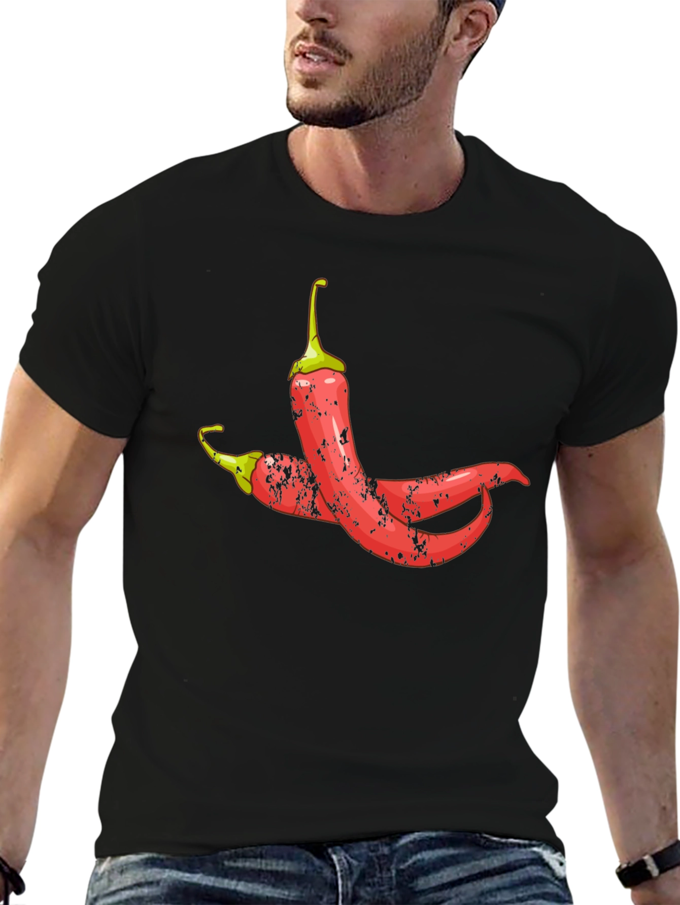 Spicy Chili Pepper Graphic Tee - Black Cotton T-Shirt