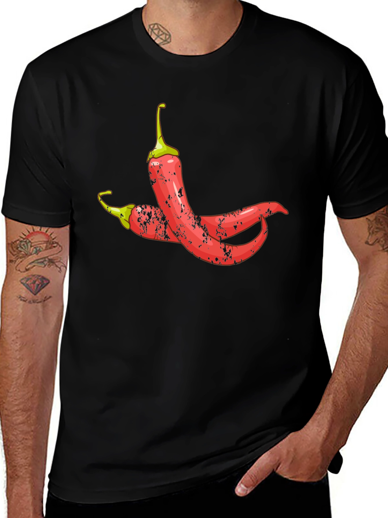 Spicy Chili Pepper Graphic Tee - Black Cotton T-Shirt