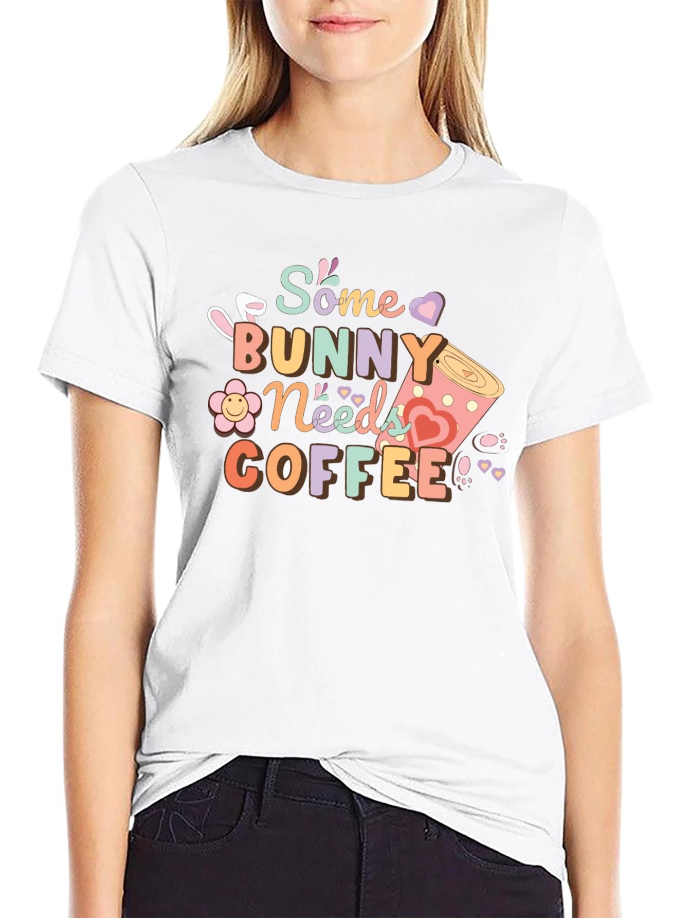 Some Bunny Needs Coffee T-Shirt - Black
