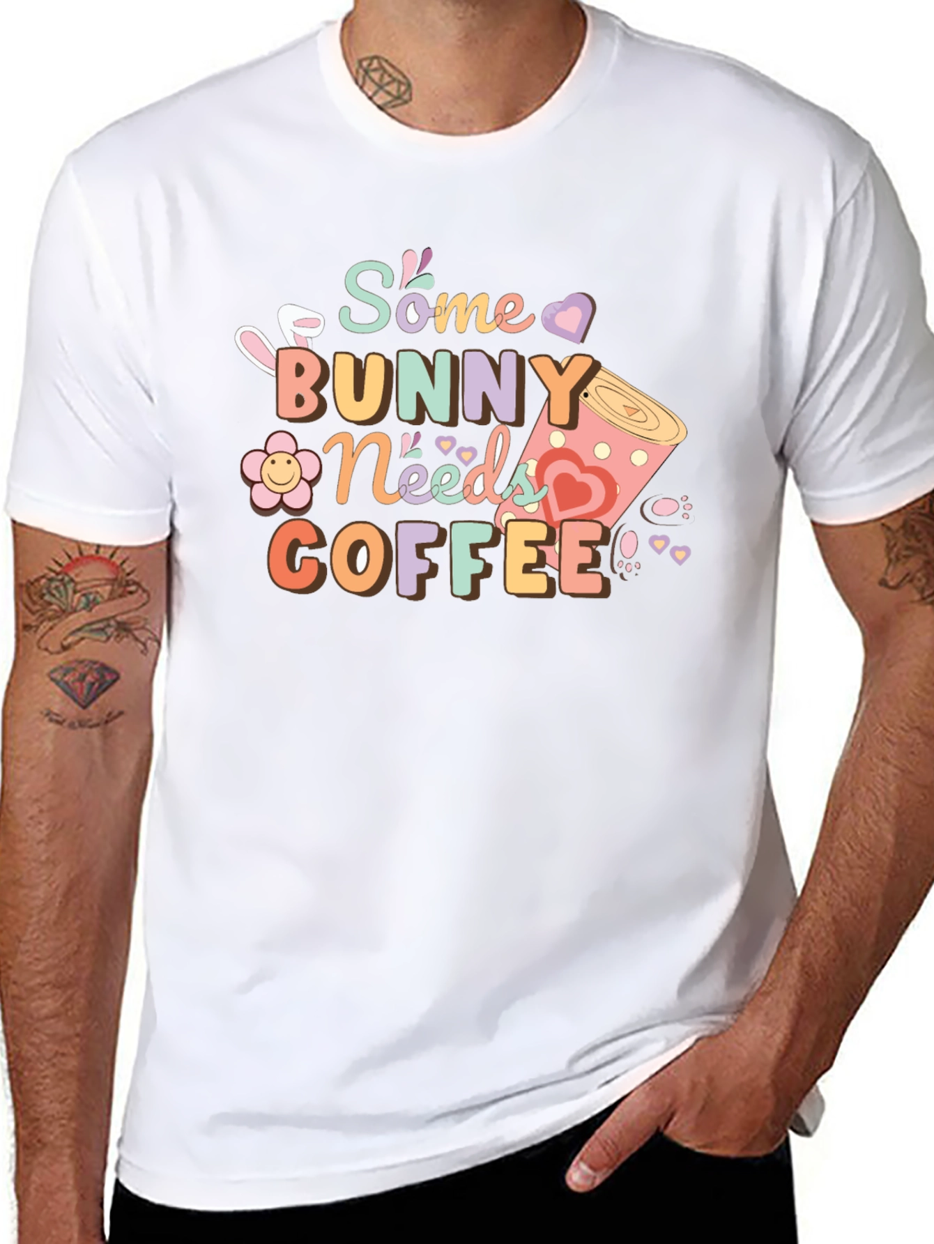 Some Bunny Needs Coffee T-Shirt - Black