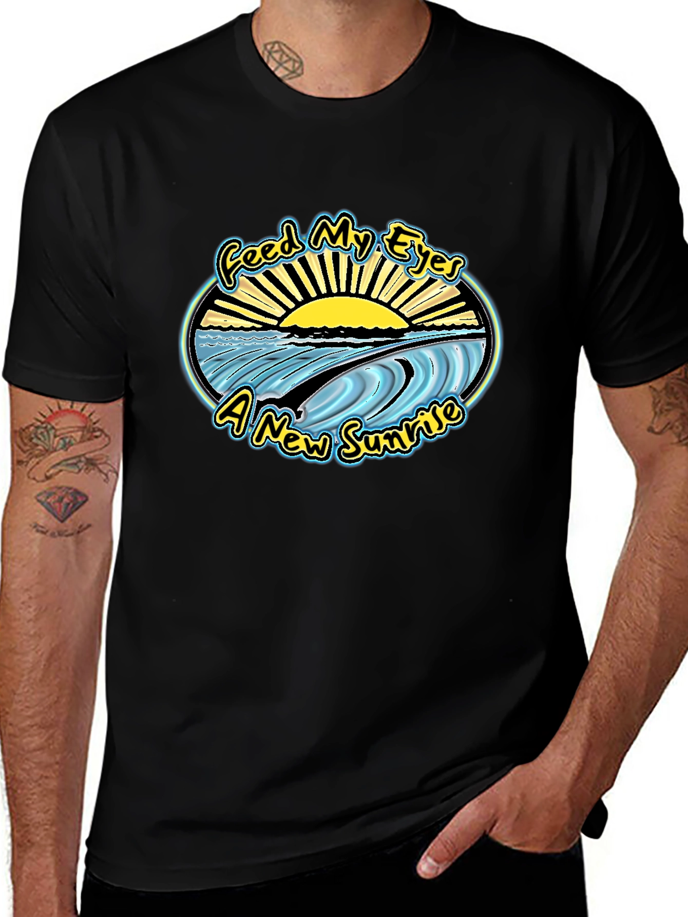 Feed My Eyes Sunrise Graphic T-Shirt - Black