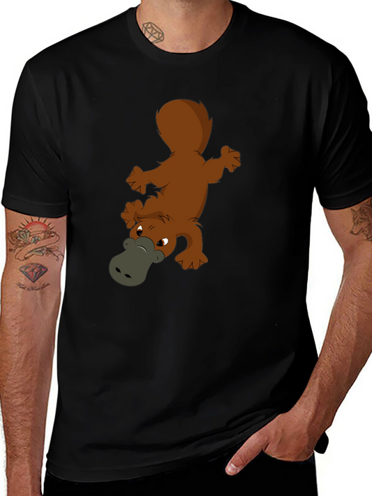 Cartoon Platypus Graphic Black T-Shirt