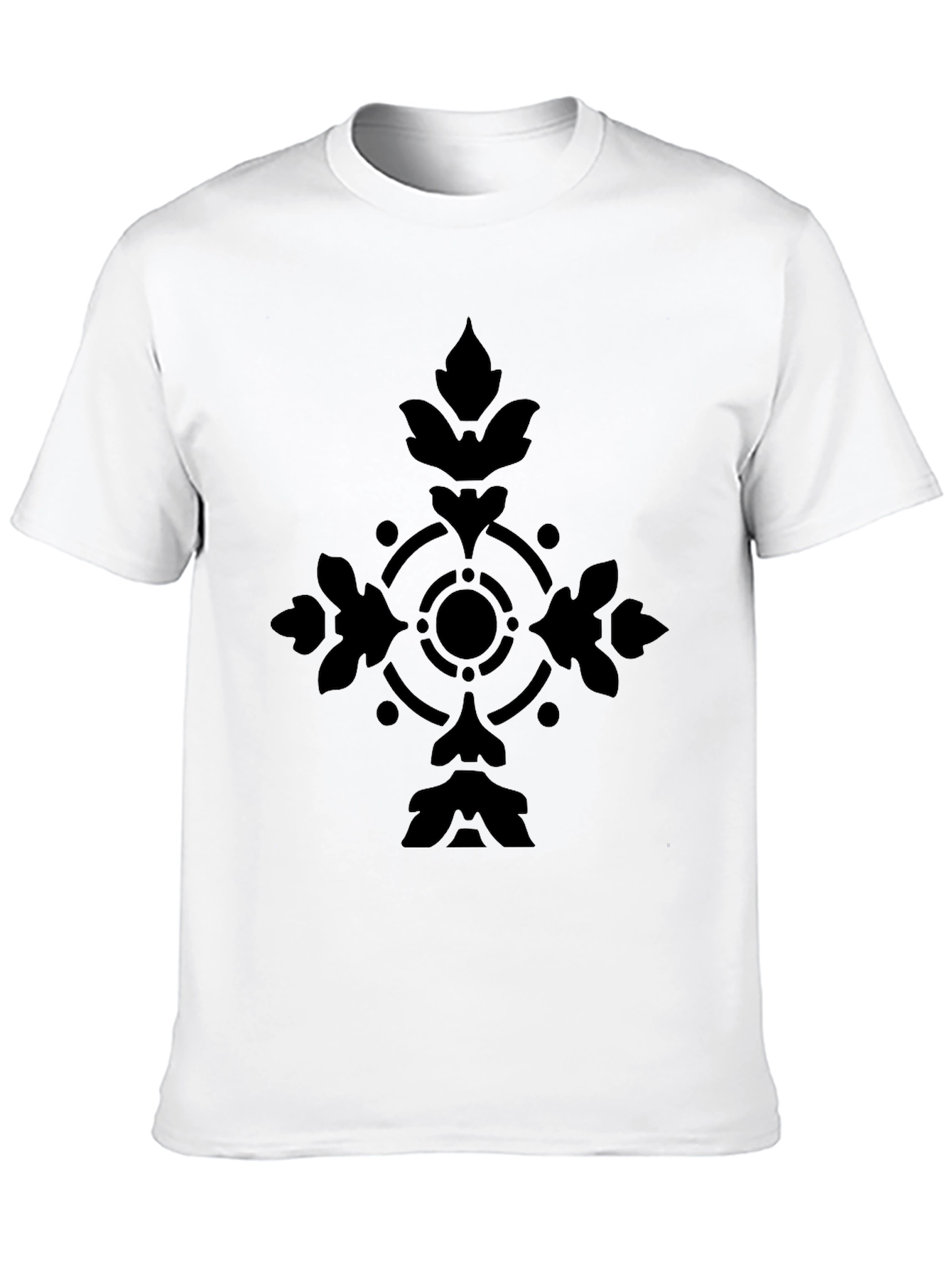 Mens Black Graphic Tee - Elegant Cross Design