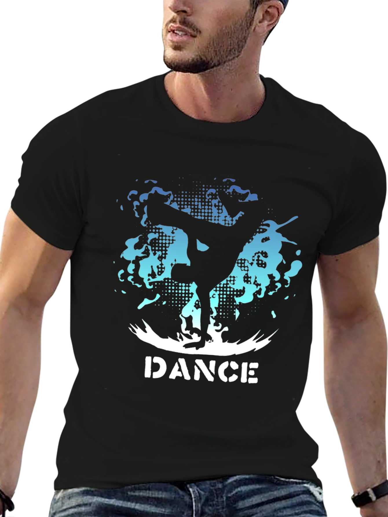 Dance Graphic Tee - Black Crew Neck T-Shirt