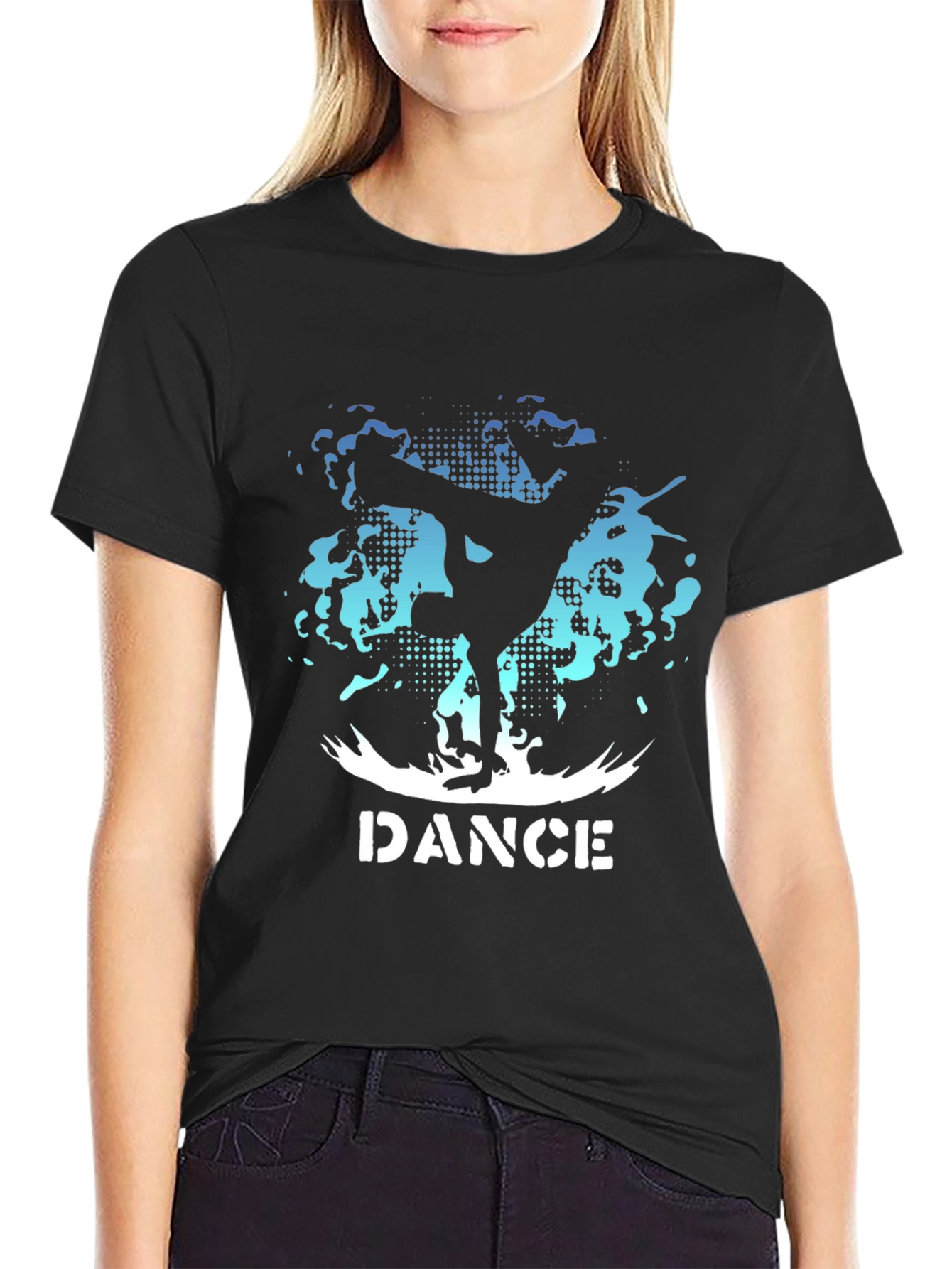 Dance Graphic Tee - Black Crew Neck T-Shirt