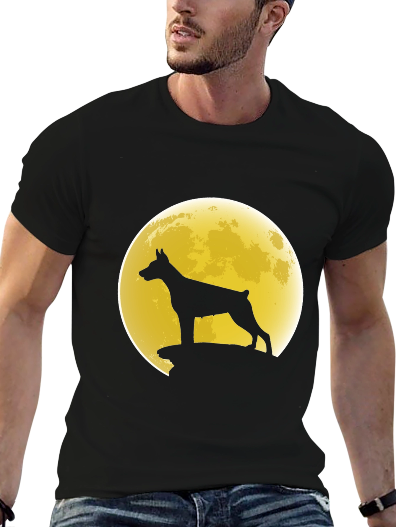 Dog Silhouette Moon Graphic Tee
