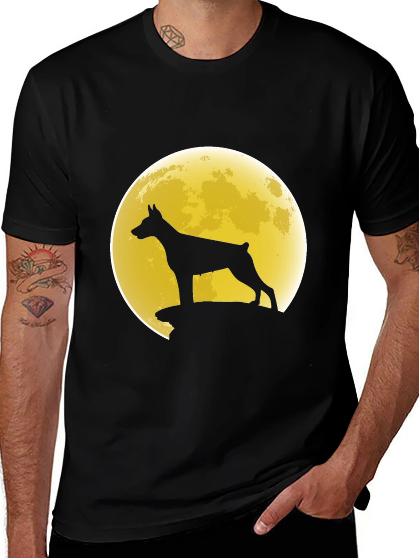 Dog Silhouette Moon Graphic Tee