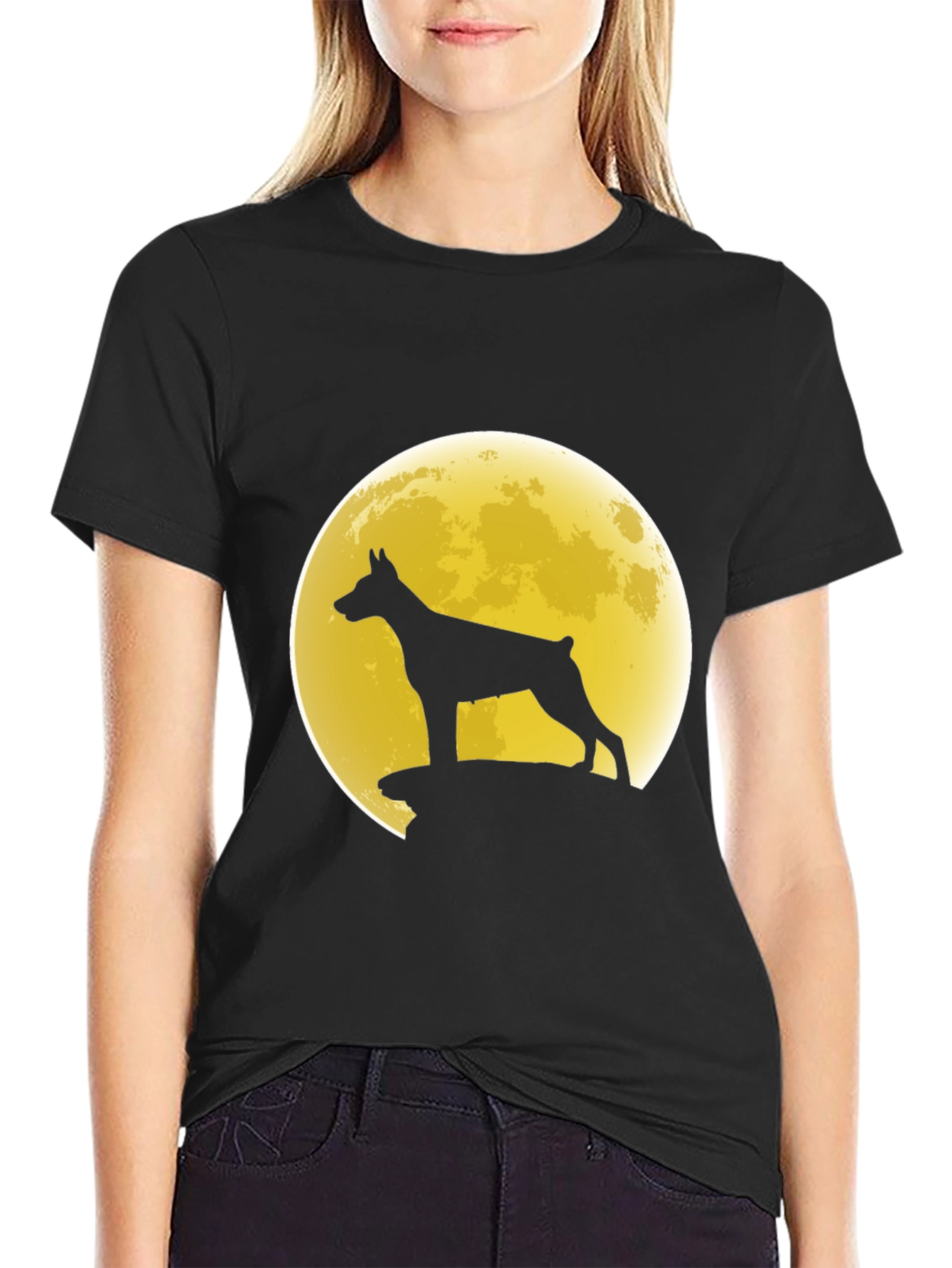 Dog Silhouette Moon Graphic Tee