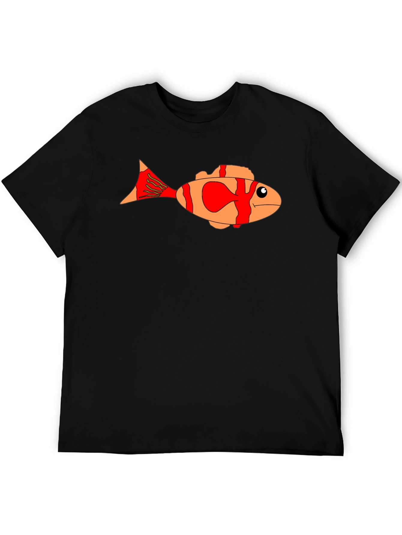 Cartoon Fish Graphic Tee - Black