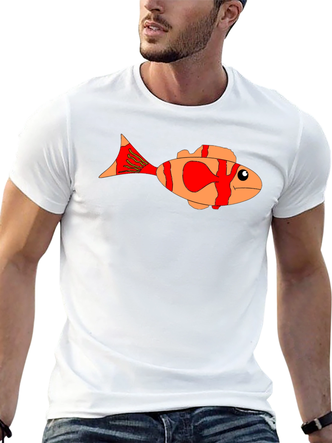 Cartoon Fish Graphic Tee - Black