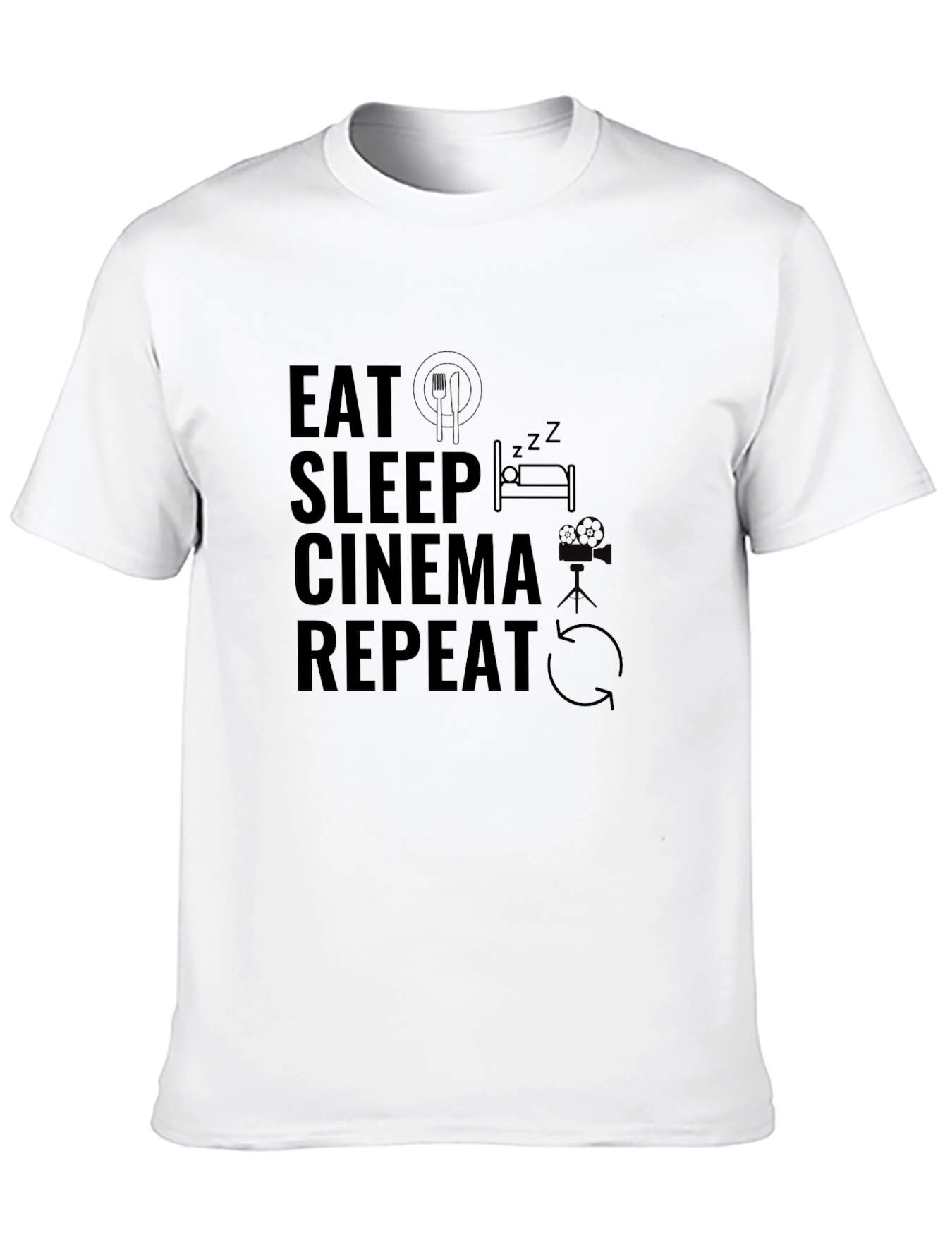 Eat Sleep Cinema Repeat Graphic Tee - Black