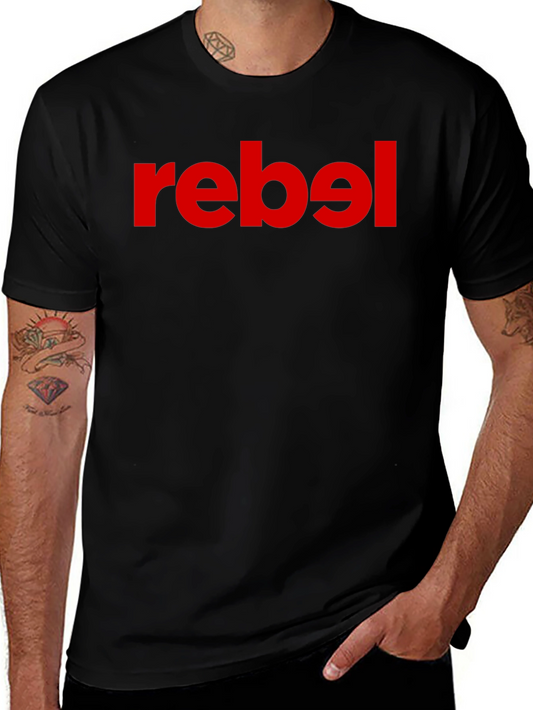 Rebel Graphic Tee - Bold Red Lettering Black Cotton T-Shirt