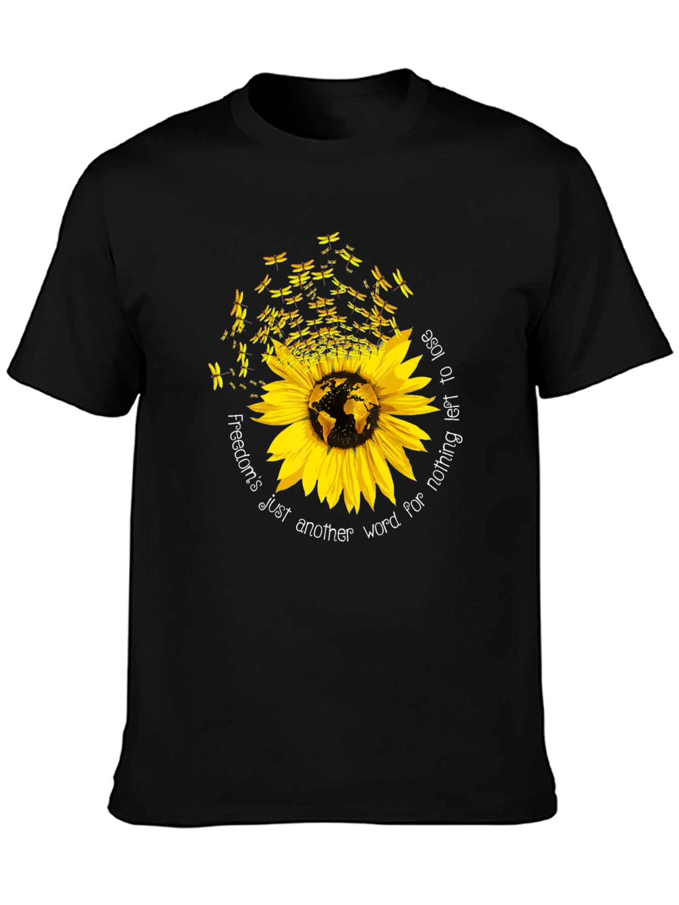 Sunflower Dragonfly Freedom T-Shirt