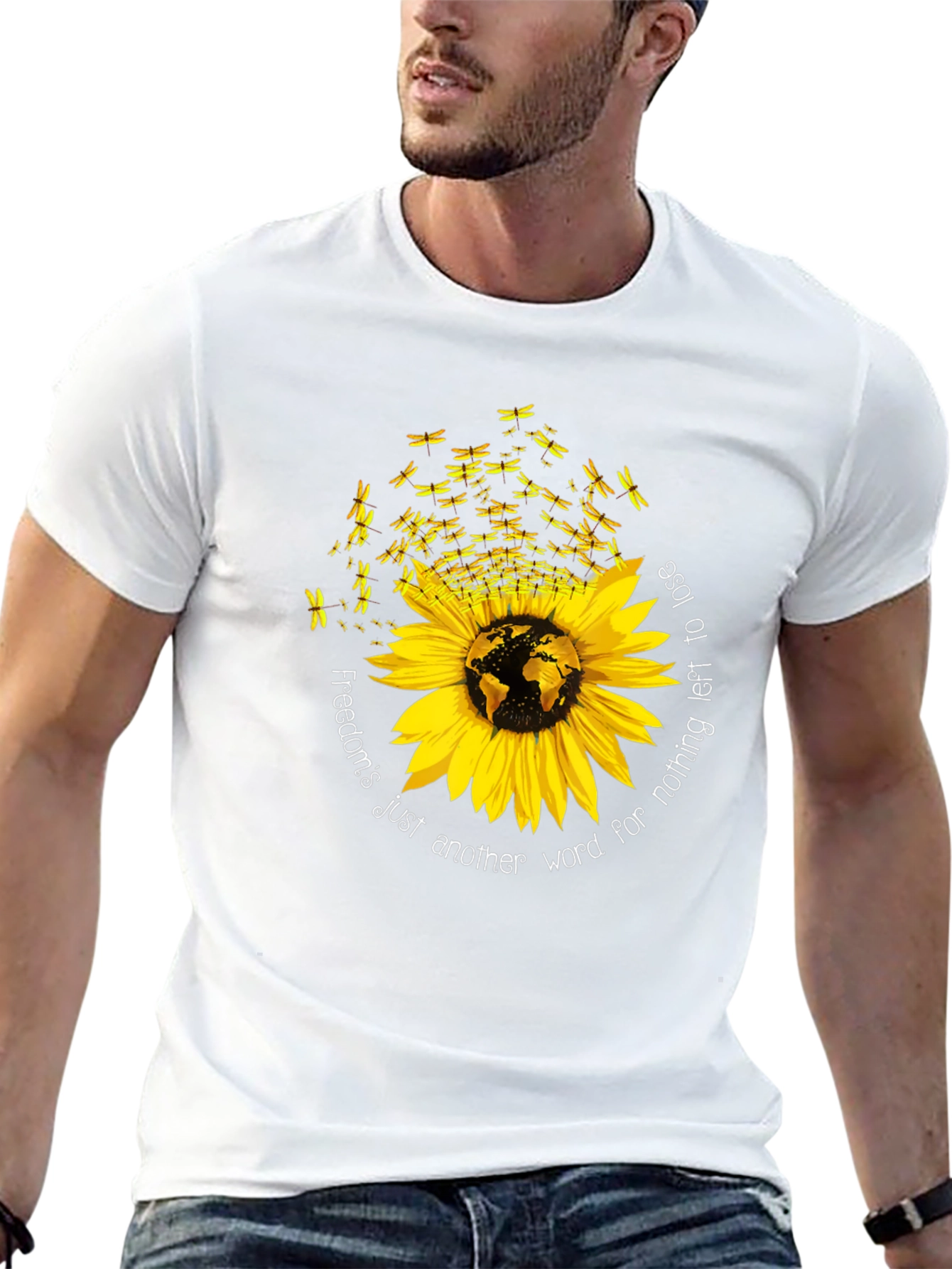 Sunflower Dragonfly Freedom T-Shirt