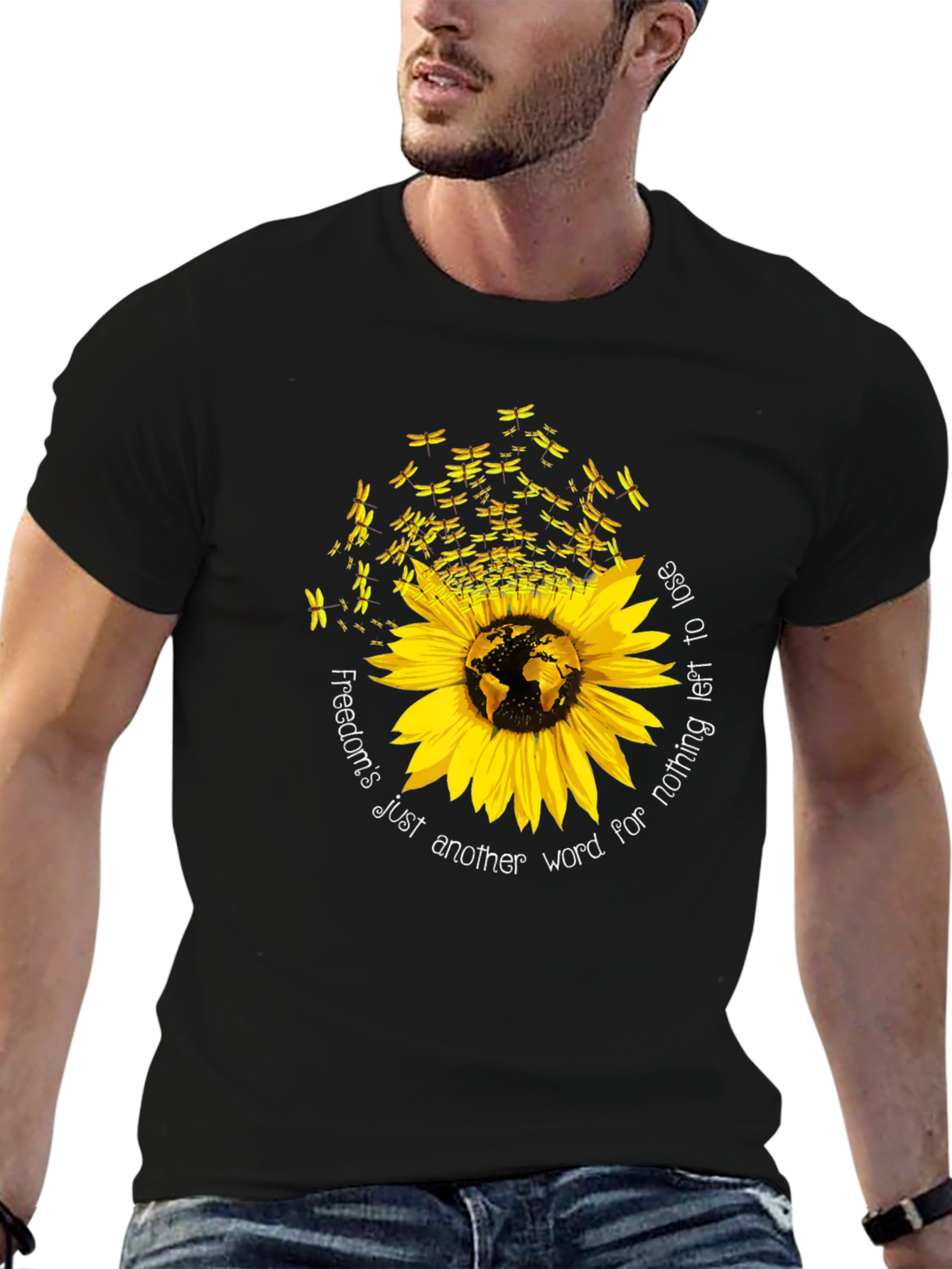 Sunflower Dragonfly Freedom T-Shirt