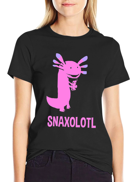 Snaxolotl Black T-Shirt - Funny Axolotl Snack Design