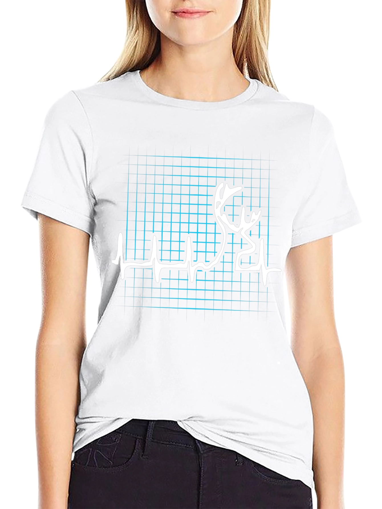 Heartbeat Deer Graphic Tee - Black
