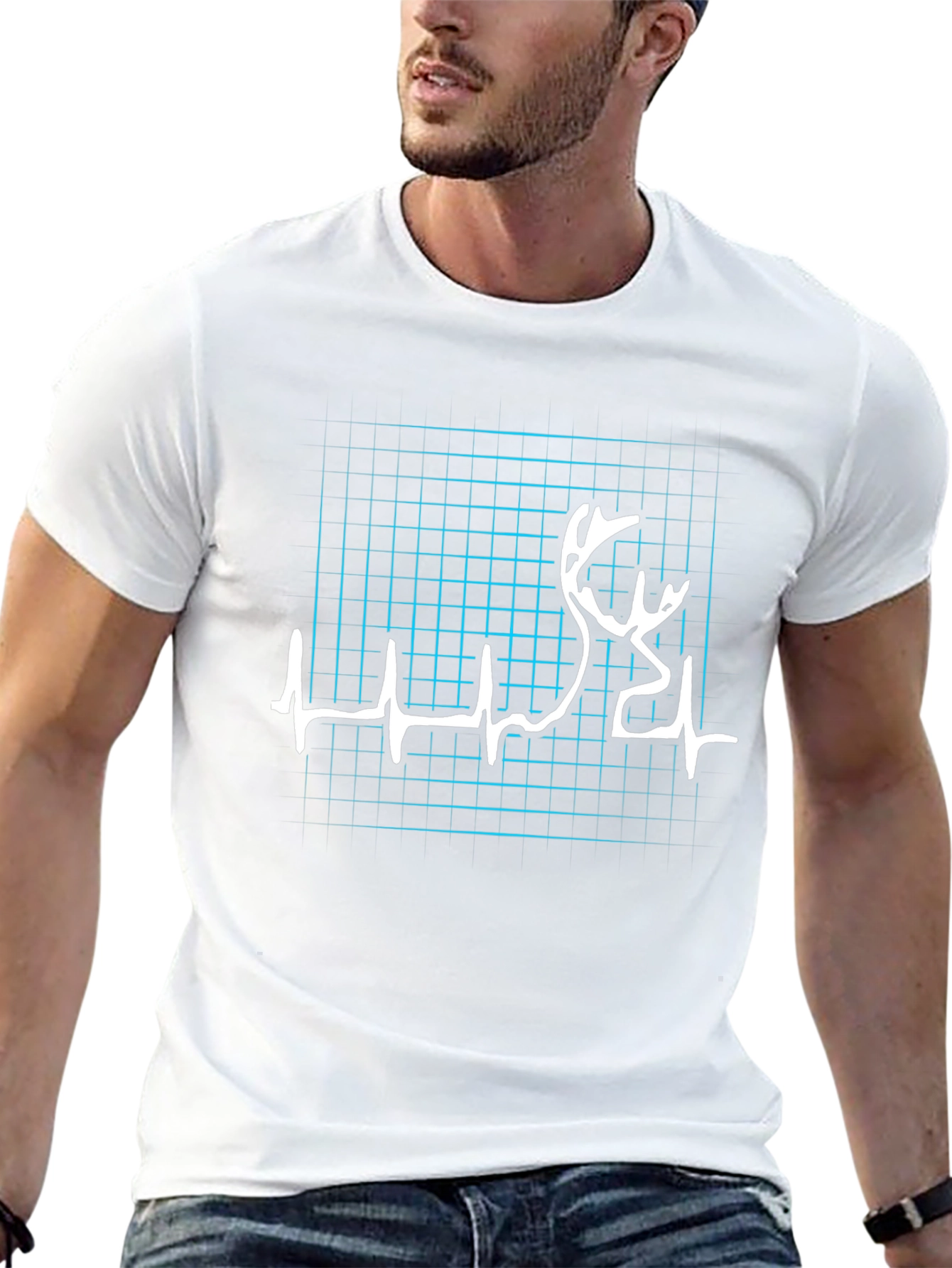 Heartbeat Deer Graphic Tee - Black