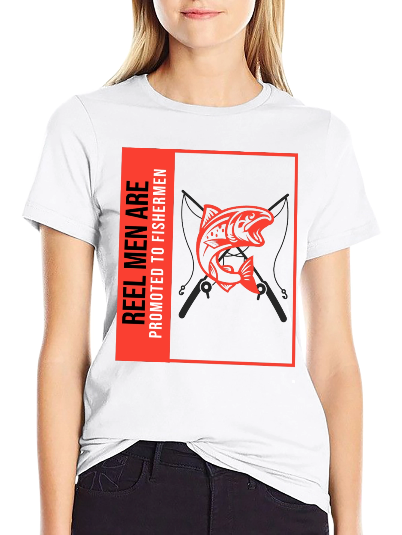 Reel Men are Promoted to Fishermen Black T-Shirt